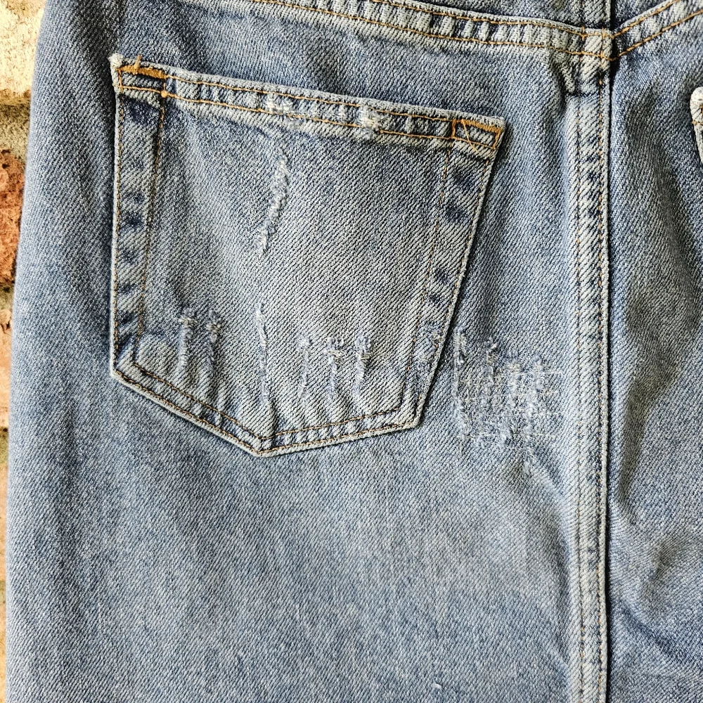 We the Free Denim Mini Skirt Distressed Button Fly - Picture 14 of 15